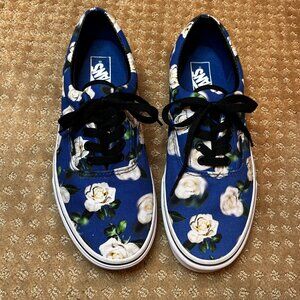 NWOT Vans Blue "Supreme" Flower Mens size 10 Floral Sneakers Lace Up Gym Shoe